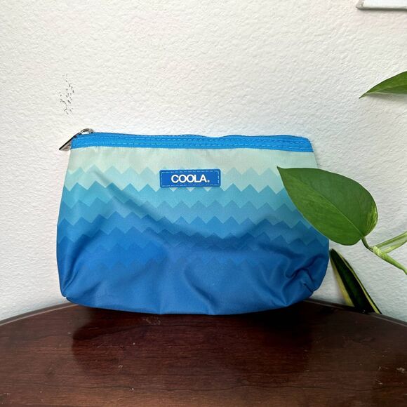Coola Blue Wave Zip Pouch – Travel Makeup Bag Cosmetic Toiletry Organizer - Picture 1 of 3